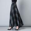 New Woolen Plaid Skirt for Women Mid-length Autumn and Winter Slimming High-waisted A-line Skirt Casual Long Skirt