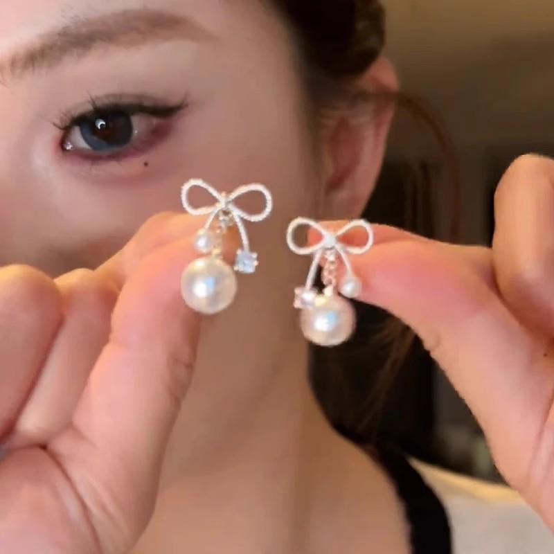 Уникальные серьги-пусеты из серебра 925 пробы с цирконом и жемчугом в виде бабочек для женщин - Высококачественная модная бижутерия