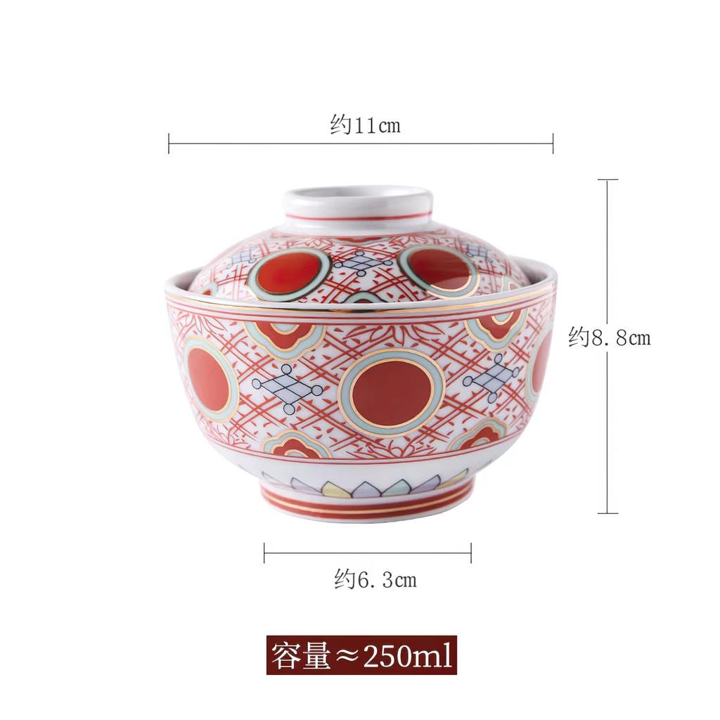 Ceramic Stew Pot Soup Bowl Tableware Lid 230ML Stew Cup Dinnerware Egg Cup Household Kitchen Supplies Eco-friendly Snack Bowl