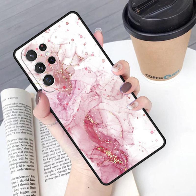 Чехол для телефона Розовое золото Мраморный арт Чехол Для Samsung Galaxy S24 S25 Ultra S21 S22 Ultra S10E Note 10 Plus Note 20 FE S23