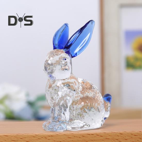 Искусственная хрустальная фигурка кролика, прозрачная коллекционная статуэтка кролика, стеклянное художественное украшение в виде животного, скульптура кролика для домашнего офиса, стола, автомобиля