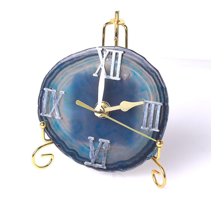 Unique Agate Desk Clock Polishing Slice DIY Labradorite Clocks for Home Decoration