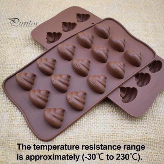 DIY Baking Kits for Kids Funny Poop Chocolate Mold, 15 Cavity Silicone Tray, Non-stick Heat Multipurpose Kitchen Tool Resistant Dessert Mold