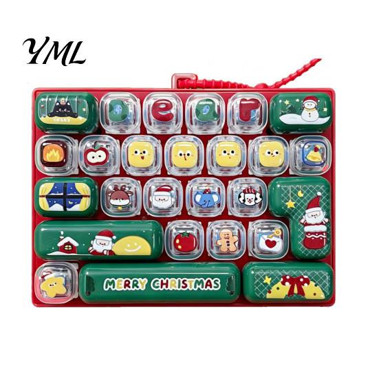 Relaxing Fingertip Keyboard Toy 26-Key Fidget Toy, Cartoon Christmas Push Bubble Keyboard, Tactile Feedback Tool Stress Relief Mini for Backpack Purse