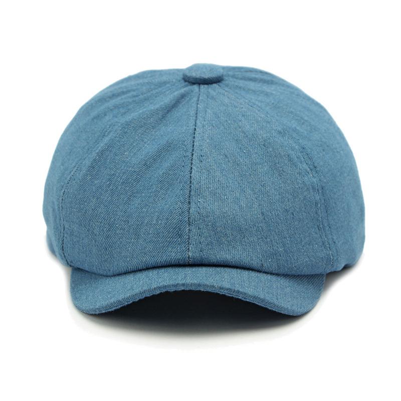 Мужская и женская джинсовая восьмиугольная кепка британский винтажный берет кепка маляра газетчика