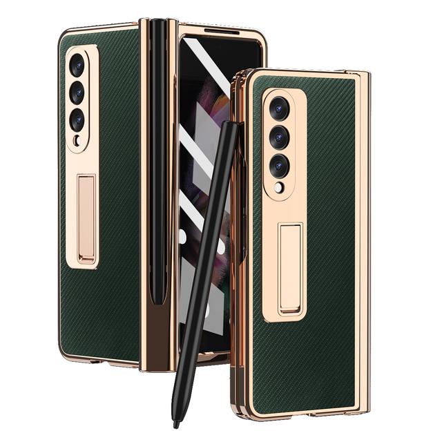 Магнитный кожаный чехол с покрытием S Pen для Samsung Galaxy Z Fold 4 5G Kickstand 360, полноэкранный защитный чехол для телефона Z Fold 3