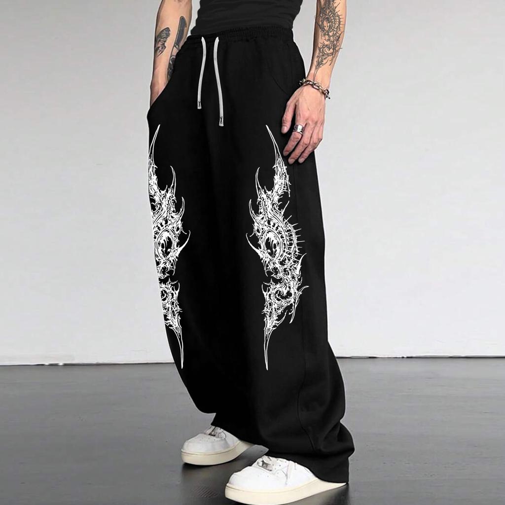 Мужские спортивные штаны с карманами и шнурком - Широкие штаны для отдыха, бега, тренировок, йоги, джоггеры