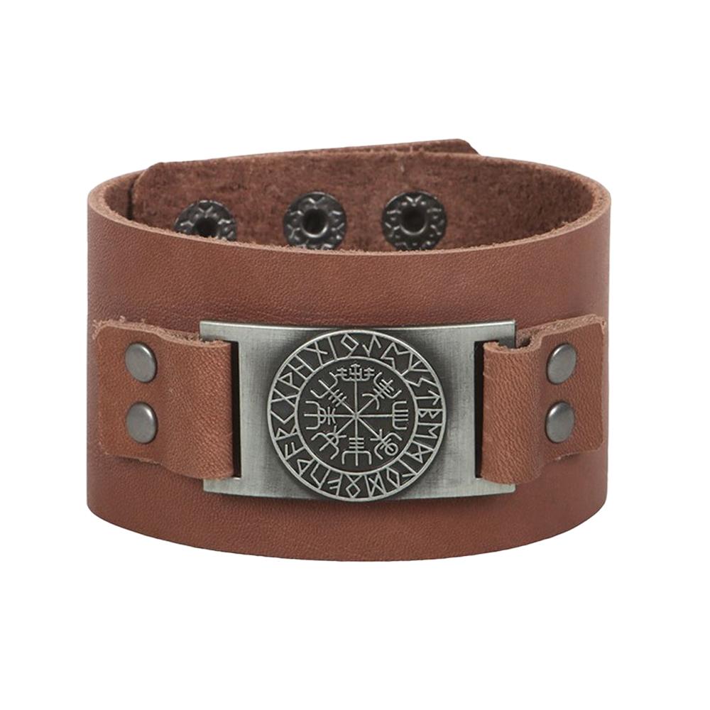 Something Different Leather Viking Compass Bracelet