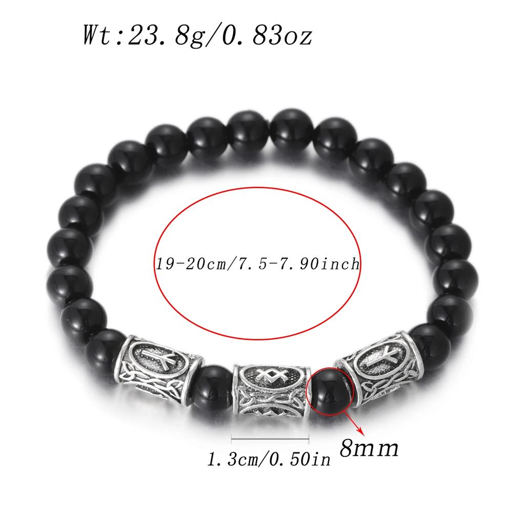 Браслет мужской Викинг Руны Норвегии Камень 8 мм Натуральный Нефрит Содалит Бирюза Бусины Лавы Украшения Браслеты Мужские Pulseras