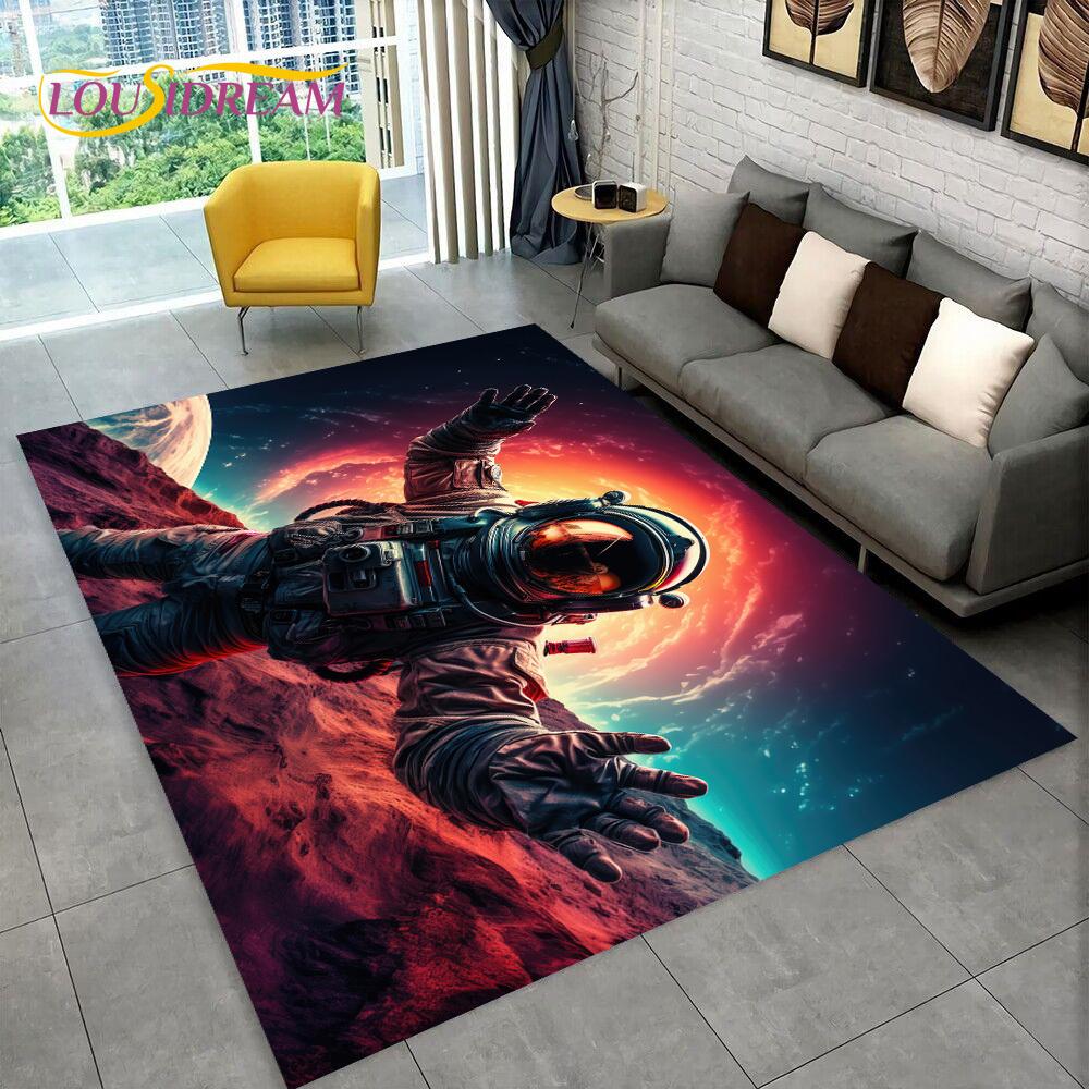 Astronaut Dream Universe Spaceman  Outer Space Cartoon Rug Carpet for Living Room Bedroom Decor,Non-slip for Sofa Doormat Kids