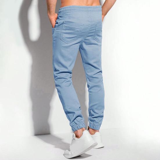 Мужские спортивные брюки с карманами, однотонные спортивные брюки с резинкой на щиколотке, брюки с эластичной резинкой на талии