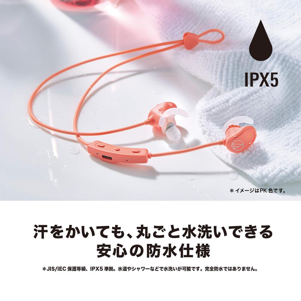 Audio Technica SONICSPORT Wireless Earphones Bluetooth Remote Included Pink PK Waterproof/Sports Control/Mic ATH-SPORT60BT