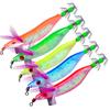 5Pcs/Lot Night Luminous Squid Jig 10Cm Prawn Hook Wood Shrimp Baits Colors
