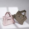 Elephant Grey Women's Bag Soft Leather Kelly Bag Versatile Commuter Handbag One Shoulder Crossbody Bag