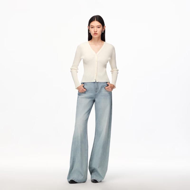 VEROMODA Women's Cotton Blend V-Neck Button Cardigan