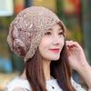 Fashion Bow Pullover Hat for Women In Spring and Autumn Hollowed Out Lace Korean Floral Headscarf Hat