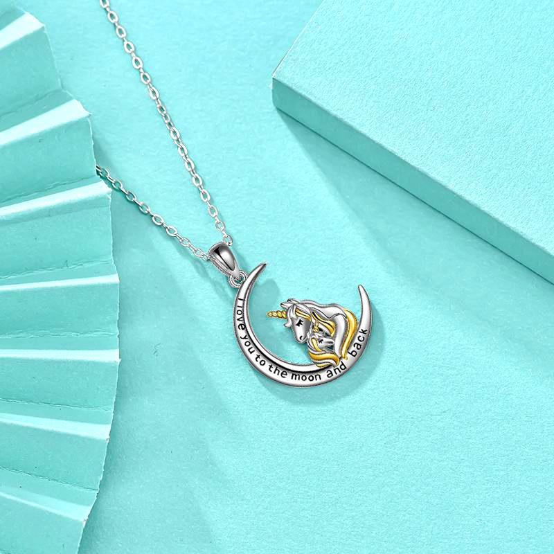Ювелирные изделия, новое ожерелье из стерлингового серебра S925 с луной и единорогом, ожерелье с разделением цветов, креативная подвеска на день матери с гравировкой