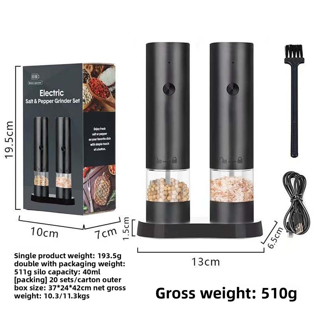Electric Salt and Pepper Grinder Set - Rechargeable Automatic Salt and Pepper Grinder, Larger Hopper for Cooking, Home Gifts