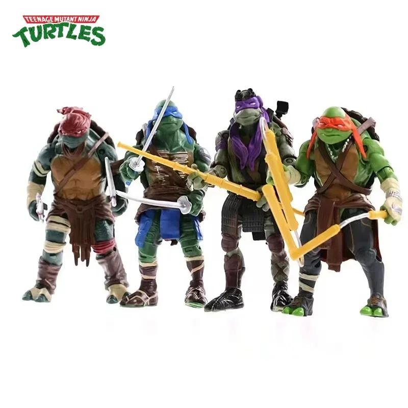 4 шт. Фигурки Черепашек-ниндзя NECA TMNT Аниме Фильм Фигурка Подвижная Модель Игрушки Каваи Харадзюку Детский Подарок