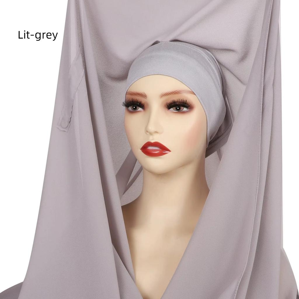 Новейший мгновенный шифоновый хиджаб с магнитной застежкой, однотонный женский мусульманский хиджаб, шарф, исламский тюрбан, модная повязка на голову, шаль