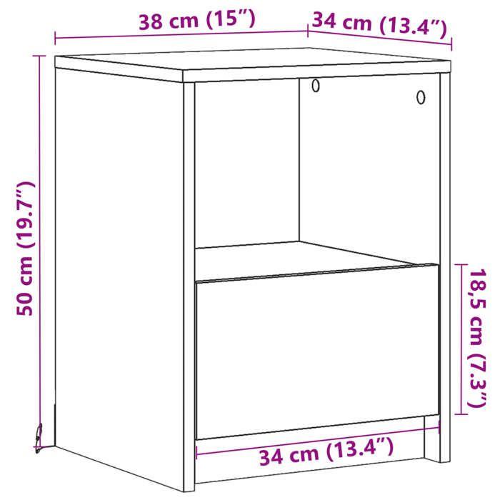 VidaXL Armoires de chevet et lumières LED 2 pcs chêne sonoma, table d'appoint, armoire de lit, table d'appoint pour la 852024