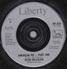 7-дюймовая пластинка DON MCLEAN American Pie UP628 Liberty 1991 UK Rock Б/у