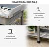 Garden Potting Table, Wooden Workstation Bench w/ Galvanized Metal Tabletop, Drawer, Storage Shelves and Hooks for Patios, Courtyards, Balcony