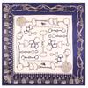 Manual Hand Rolled Twill Silk Scarf Women Tassel Chain Print Square Scarves Wraps Echarpe Curled Foulards Femme Bandana Hijabs