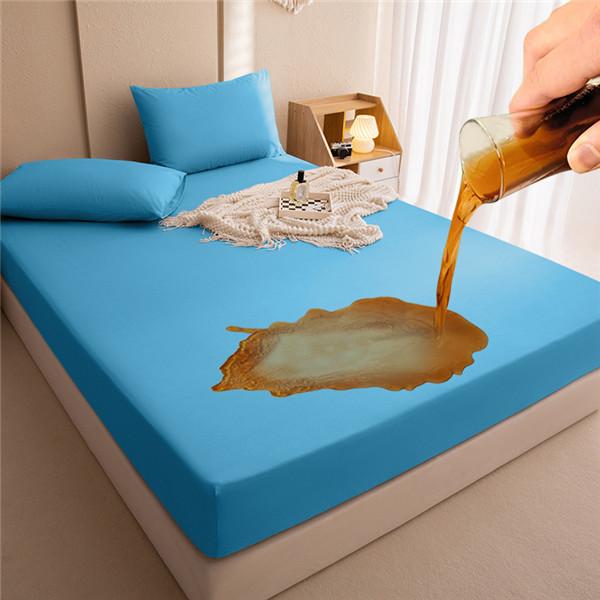 Waterproof Fitted Sheet Breathable Anti-Bacteria Solid Color Modern Mattress Cover Urine Double Bedspread Sheets Bed Set