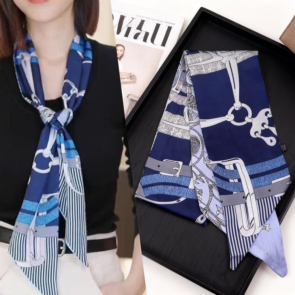 Spring and Autumn Thin and narrow long silk scarves Women's Korean version Summer decoration with shirts, suits, scarves, headbands, streamers, tied b
