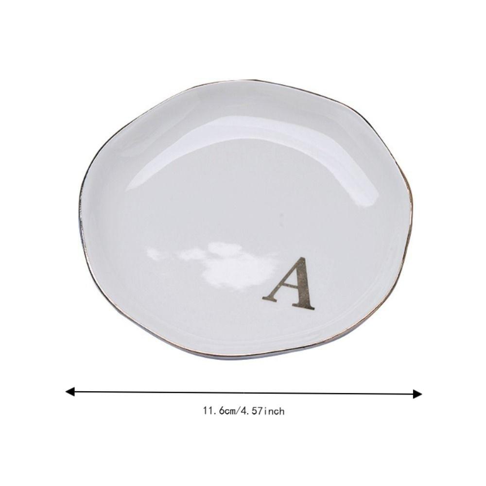 A-Z Monogram Letter Ring Dish White Decorative Ring Holder Plate Blogger's Recommendation