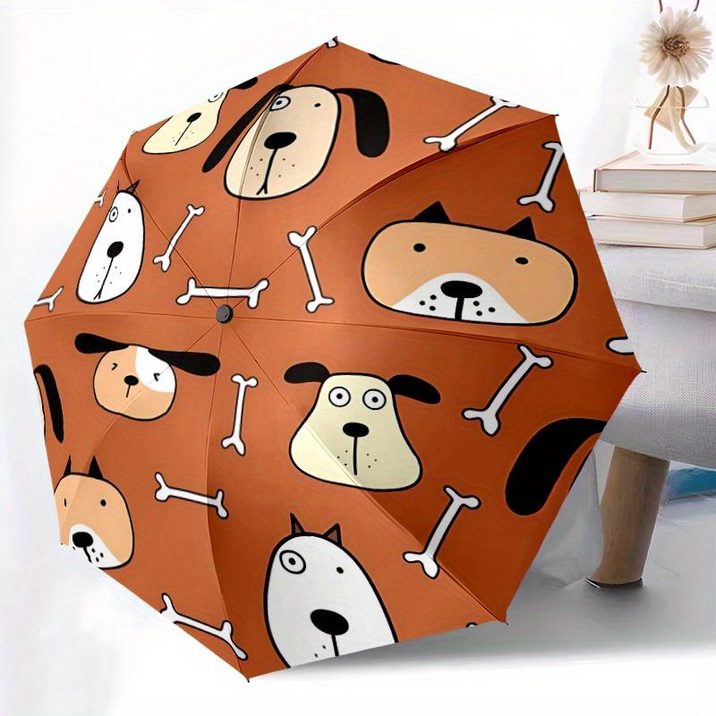 1 шт. Автоматический зонт-трость с кнопкой быстрого открытия/закрытия, с рисунком костей для собак, ветрозащитная конструкция, легкий портативный зонт для женщин и мужчин 6018