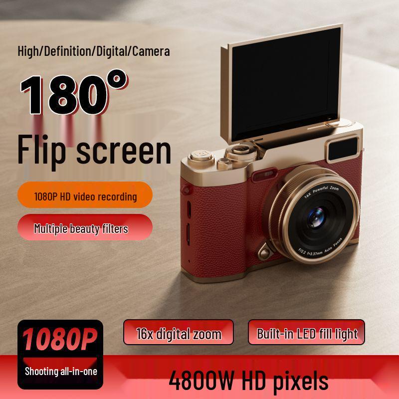 Retro Foldable Screen CCD Camera with 16x Zoom and HD Portable Pocket Recorder