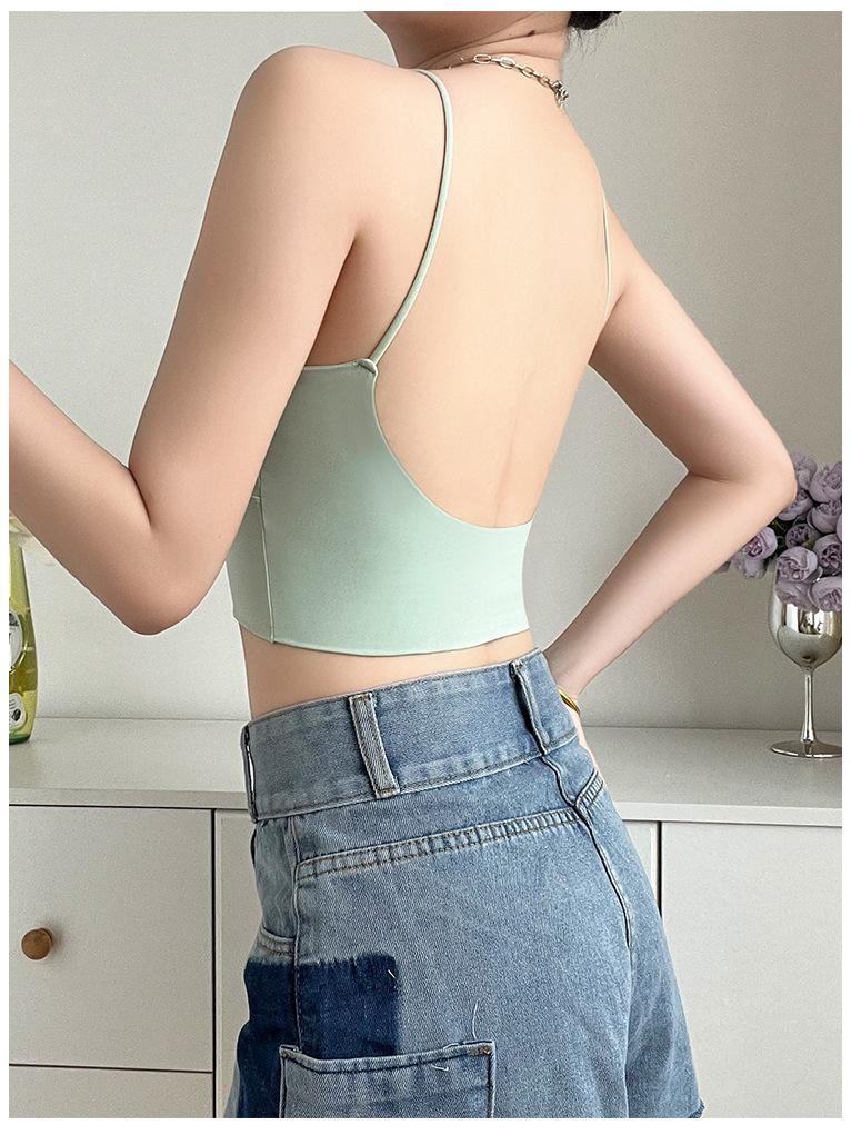 Бесшовный утягивающий топ-майка из ледяного шелка с нагрудными вкладышами