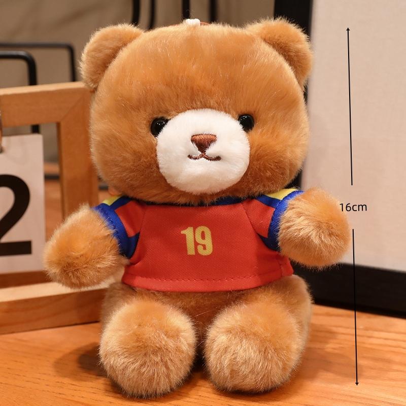 Football Bear Plush Pendant Toy - Lovely Stuffed Doll Wearing Football Jersey Fans Collection Gift Bear Wiffle Bag Decor