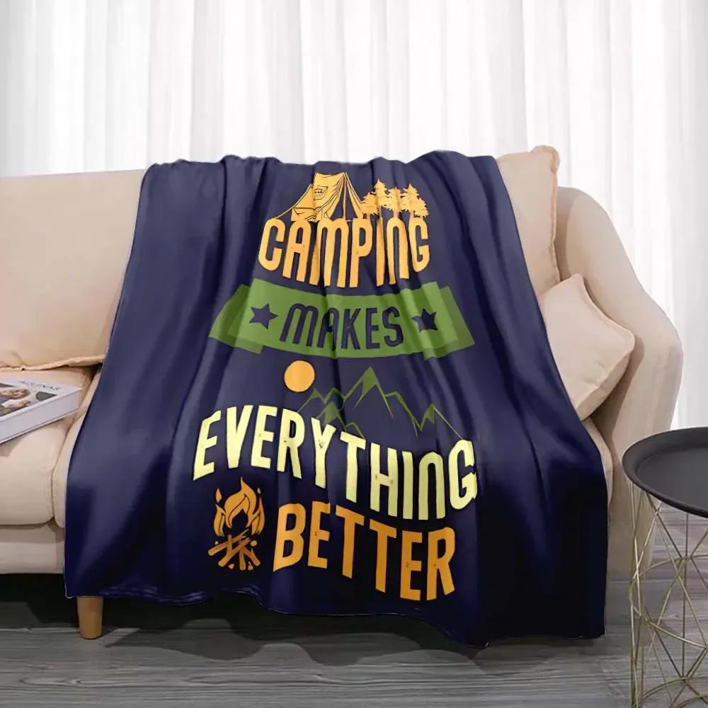 Модное одеяло Лето Счастливый кемпер Кемпинг Плед Кровать Диван Офис Кондиционер Мягкий Отдых Путешествия Настраиваемый Плед
