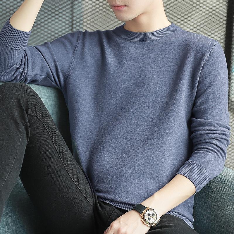 Мужской свитер с круглым вырезом, осень-зима, большой размер, свободный, сохраняющий тепло, свитер с длинными рукавами, вязаный свитер с черной нитью
