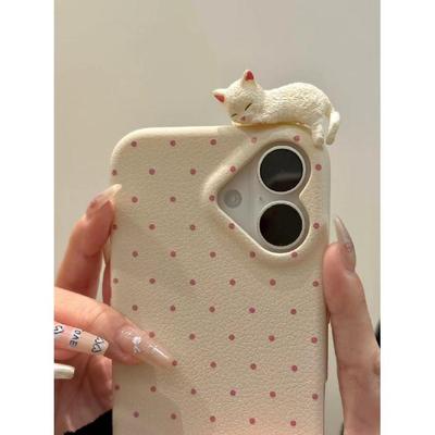 Чехол для телефона 'Кошка в горошек' для Apple iPhone 17 Pro Max - Мягкий силиконовый противоударный креативный чехол для iPhone 16/15/14/13/12/11/Pro/Pro Max/Plus