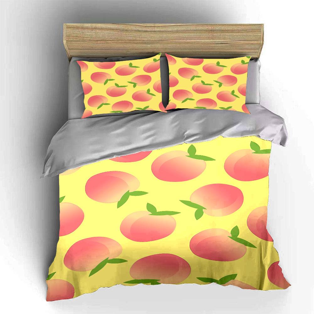 Peach Print Bedding Set Bedding Duvet Cover Set Duvet Cover Pillowcases  (1 * Duvet Cover 2 * Pillowcases, without duvet insert)