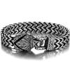 Norse Viking Wolf Bracelet for Men Stainless Steel 12MM Mesh Link Chain Open Wolf Mouth Men's Bracelets Nordic Jewelry 21/23CM