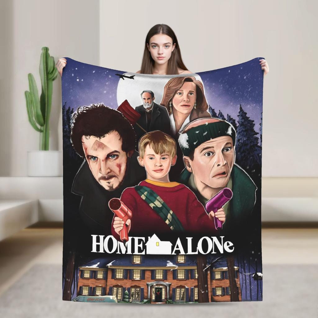 Home Alone Merry Christmas Blanket Quality Warm Soft Throw Blanket Autumn Travel Couch Chair Sofa Bed Funny Bedspread