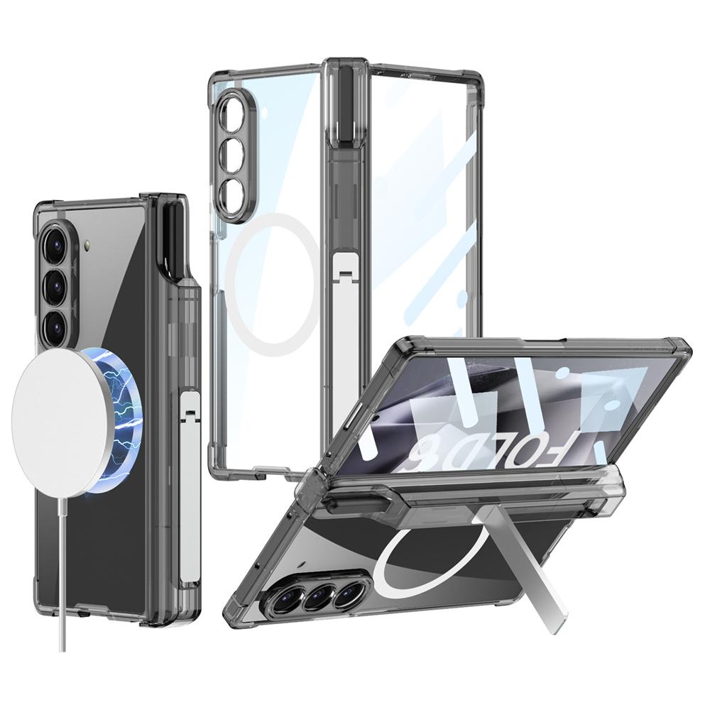 Для Samsung Galaxy Z Fold 5 6 7 Чехол Magsafe Прозрачный Защита шарнира с воздушной подушкой Защитная пленка для экрана Чехол для Z Fold 6 с держателем для S Pen без стилуса