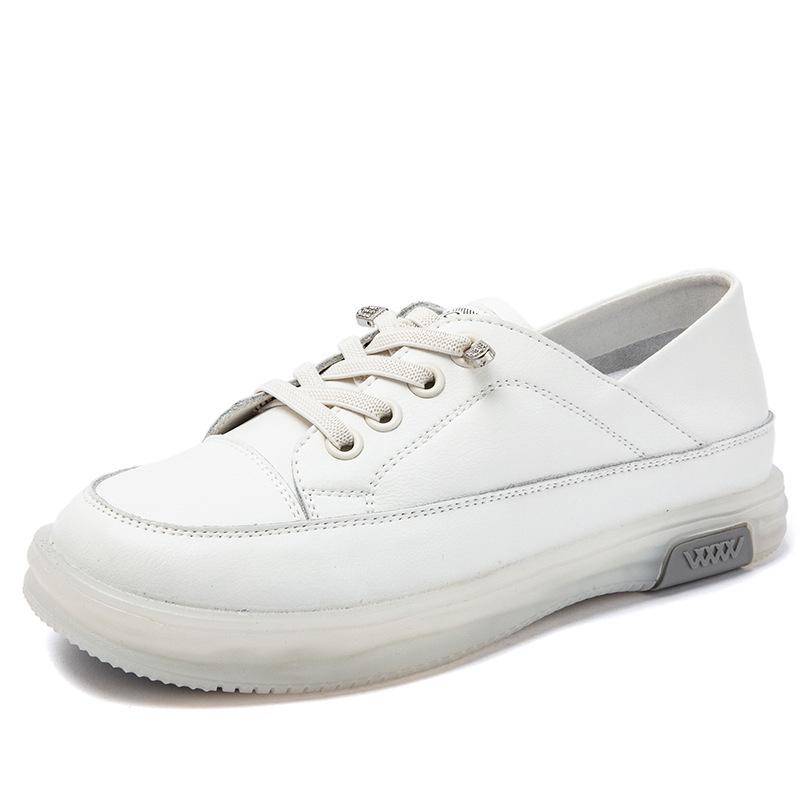 2025 Women's Genuine Leather White Sneakers: Breathable, Soft Cowhide Sole, Versatile Two-Wear Design for Spring & Summer.