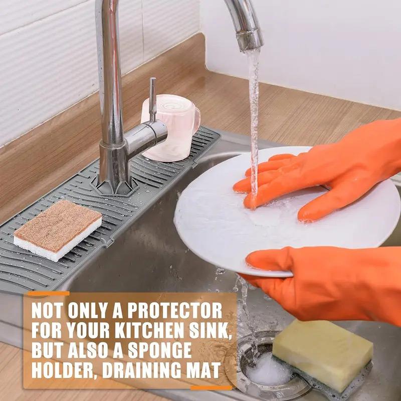 Rectangular Silicone Faucet Splash Pad Kitchen Bathroom Sink Mat Drain Pad Kitchen Decoration Silicone Mat Gadgets For Kitchen