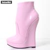18CM High Wedge Heel Boots Zip BDSM Platform Ankle Boots Sexy Fetish Runway Rock Star Night Club Goth Punk Shoes
