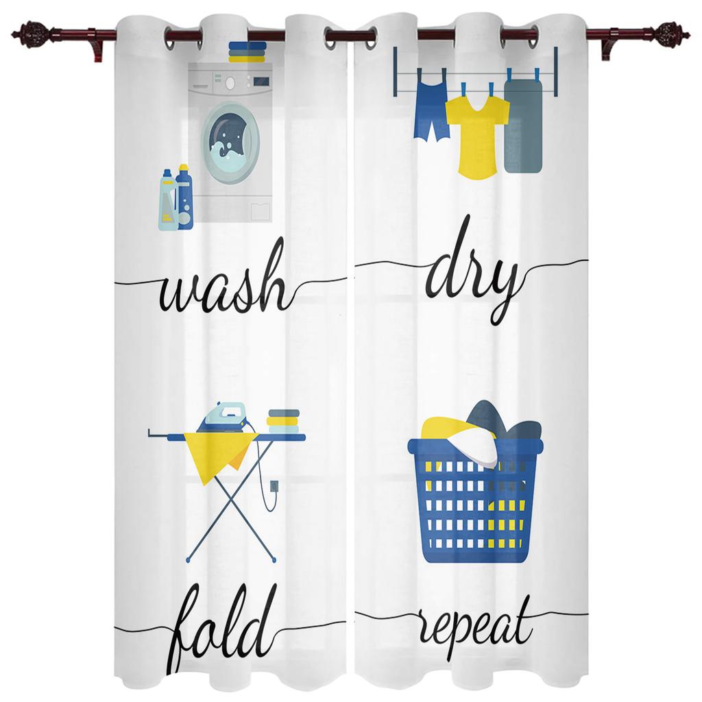 Винтажные занавески для прачечной в стиле кантри, ретро, для детской спальни, гостиной, кухни, двери, домашний декор, 2 штуки