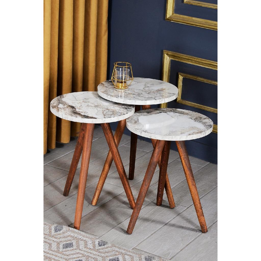 Столик для раскладывания 3 предмета Деревянный Оригинальный Точеная ножка Белый