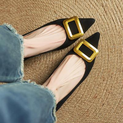 Универсальная обувь на четыре сезона весна и лето новая французский острый носок женские туфли-лодочки с открытой союзкой тонкий каблук закрывающие ногу черные профессиональные для работы