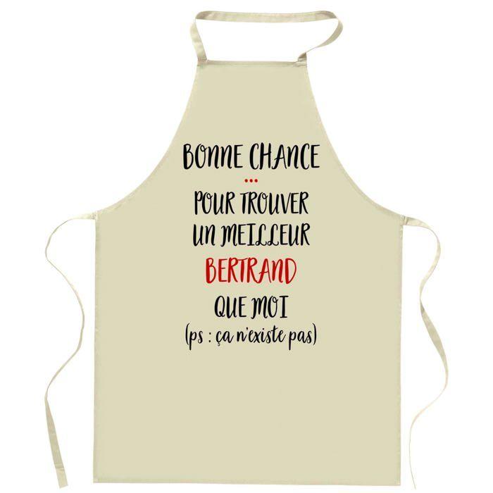 Tablier de cuisine - Bertrand « Ça n'existe pas » - Coton résistant - Impression bretonne - Liens ajustables