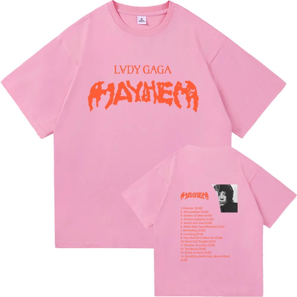 Футболка Lady Gaga Mayhem 2025 Новый Альбом Мода Мужская/Женская Одежда Ретро Харадзюку Высококачественная Одежда для Фанатов Футболки